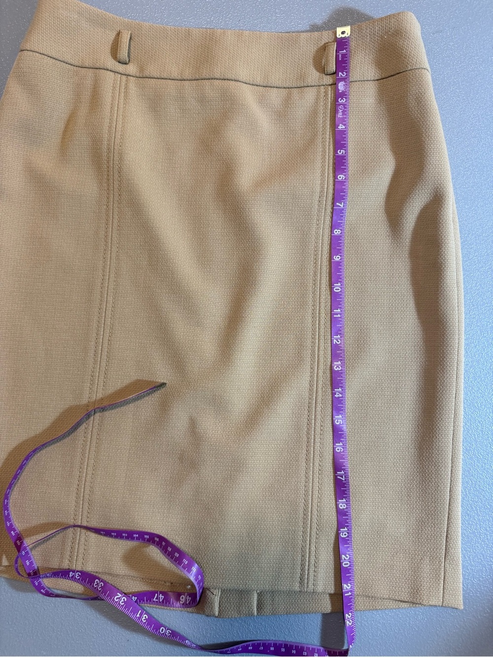 Ann Taylor LOFT Camel Colored Lined Pencil Skirt with Belt Loops Size 6 - Picture 3 of 12